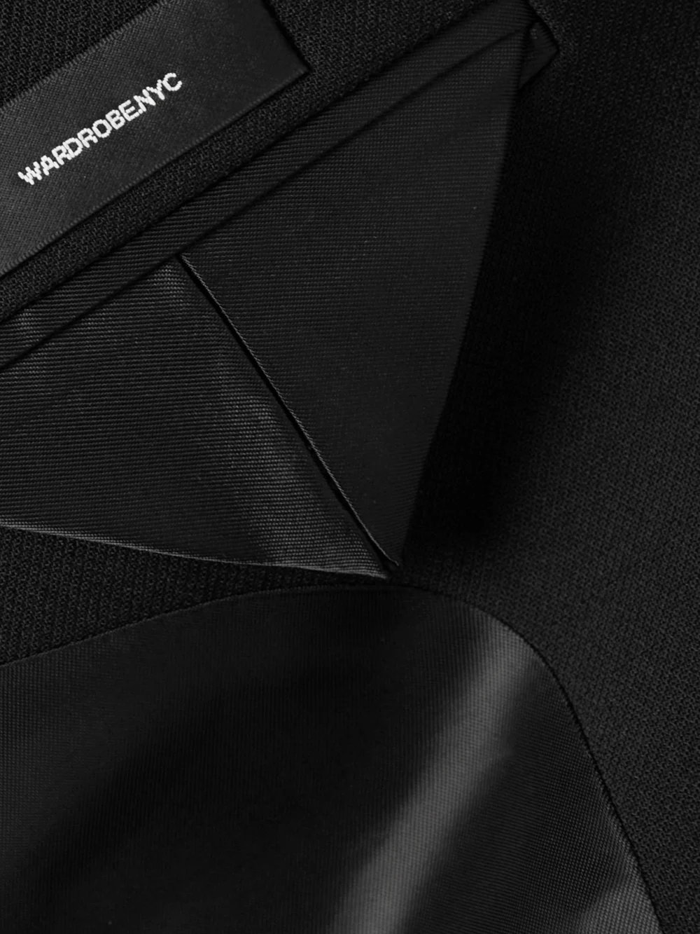 Close-up detail of the WARDROBE.NYC + Hailey Bieber Double-breasted Wool Blazer
