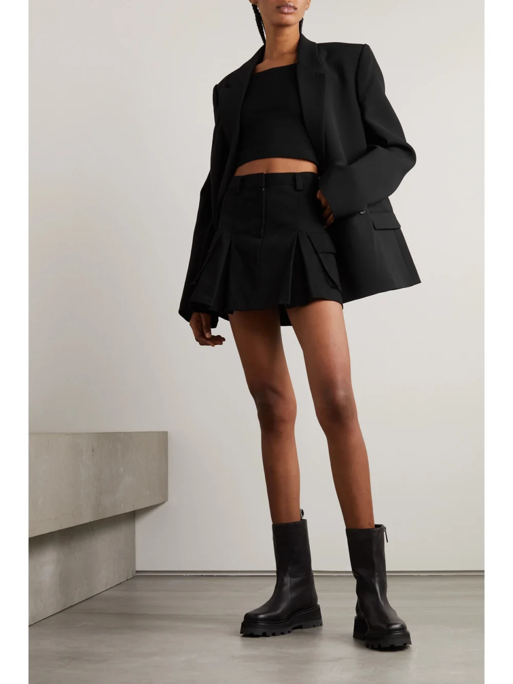 WARDROBE.NYC + Hailey Bieber Double-breasted Wool Blazer, worn by a model
