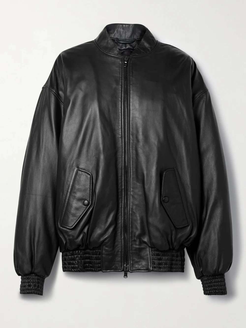 WARDROBE.NYC Leather Bomber Jacket in black
