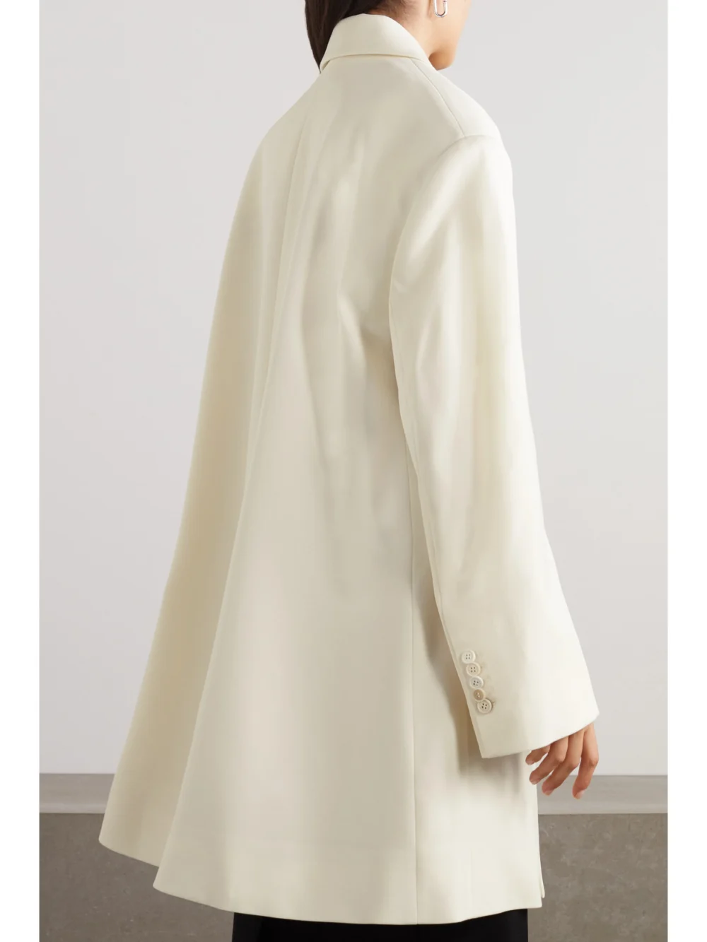 Back view of the WARDROBE.NYC Oversized Double-breasted Grain De Poudre Wool Coat