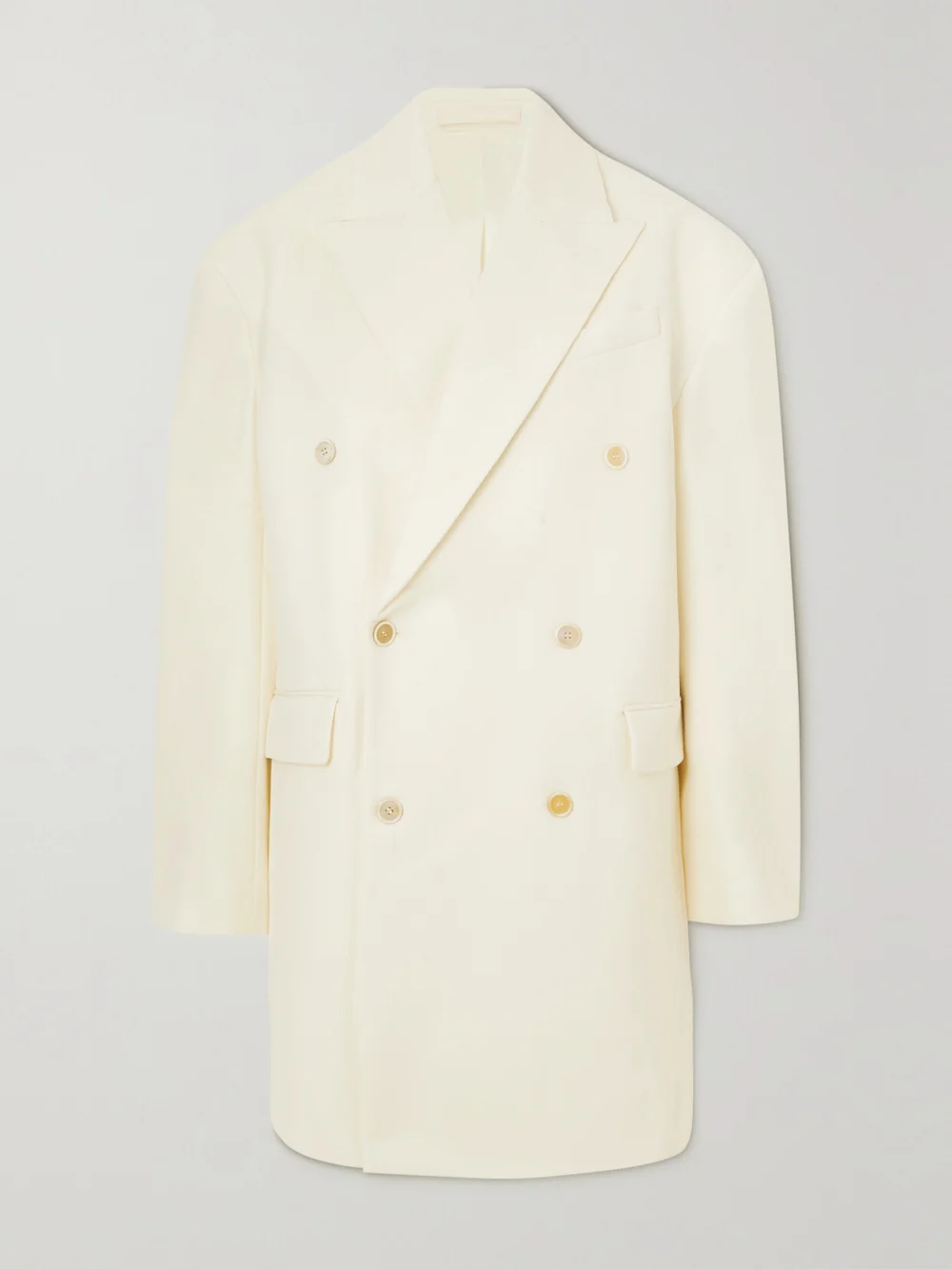 WARDROBE.NYC Oversized Double-breasted Grain De Poudre Wool Coat in off-white