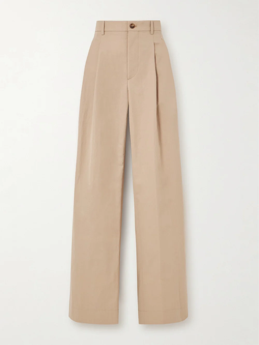 WARDROBE.NYC Pleated Cotton-blend Drill Wide-leg Pants in beige