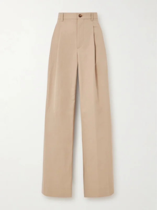 WARDROBE.NYC Pleated Cotton-blend Drill Wide-leg Pants