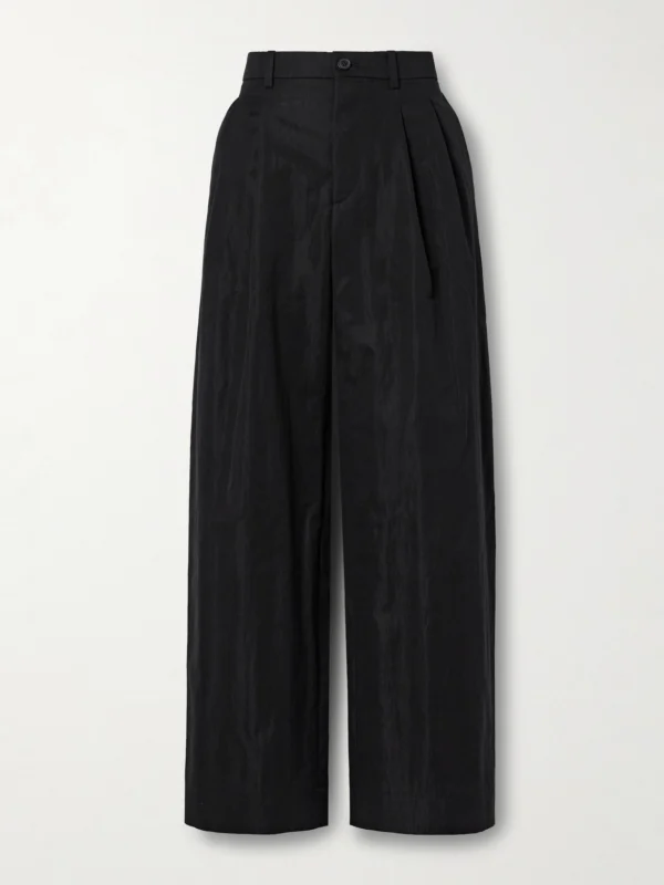 WARDROBE.NYC Pleated Cotton-blend Twill Wide-leg Pants