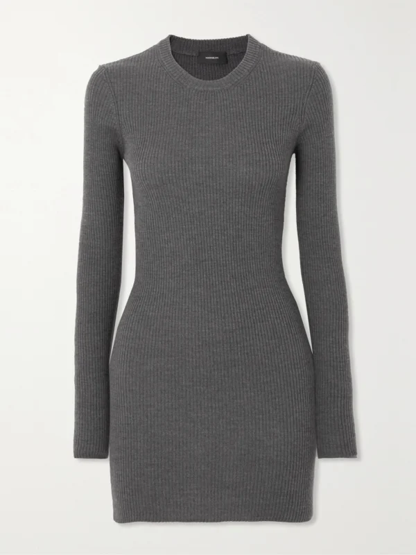 WARDROBE.NYC Ribbed Merino Wool Mini Dress