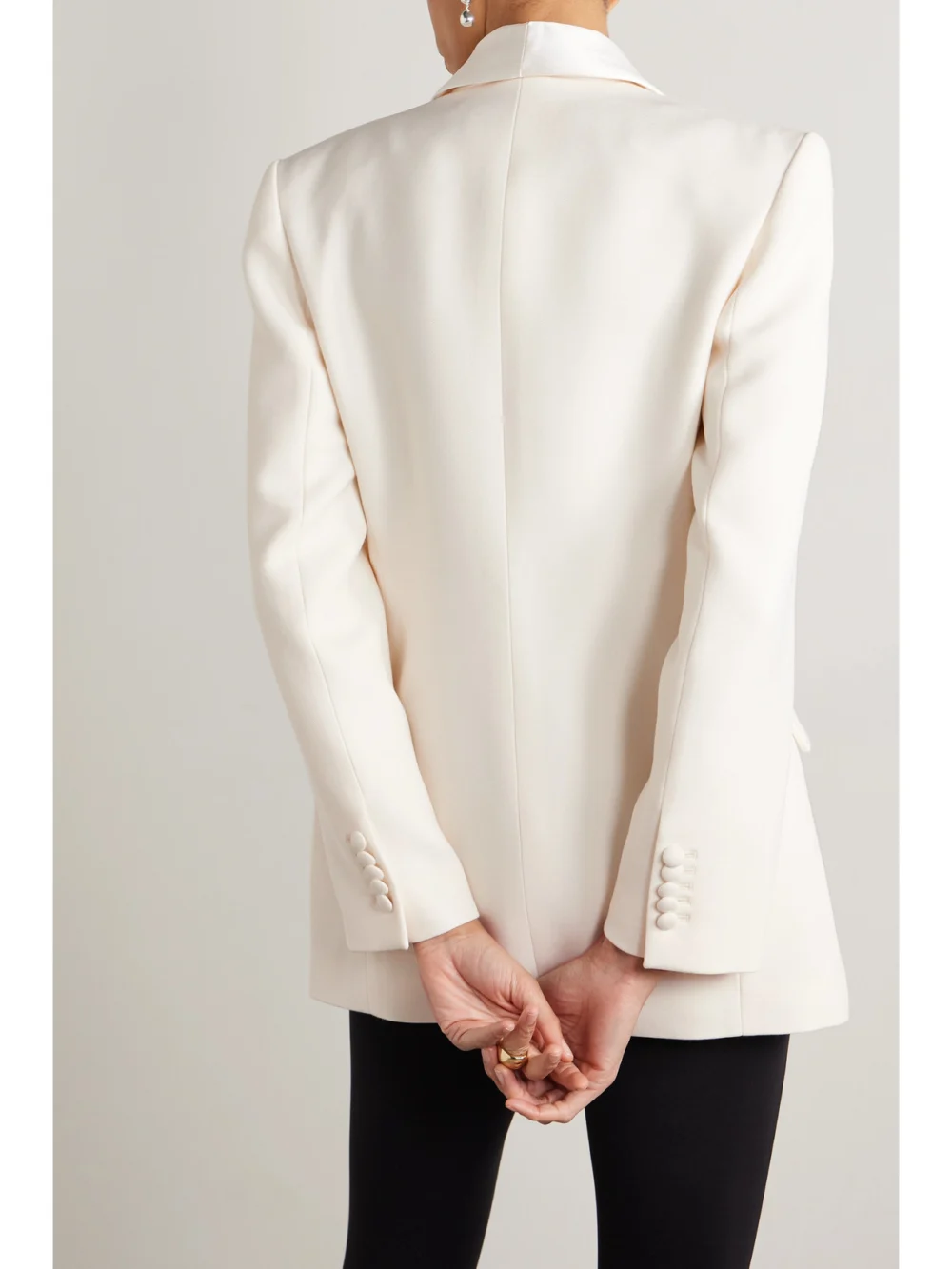 Back view of the WARDROBE.NYC Silk-satin Trimmed Grain De Poudre Wool Blazer