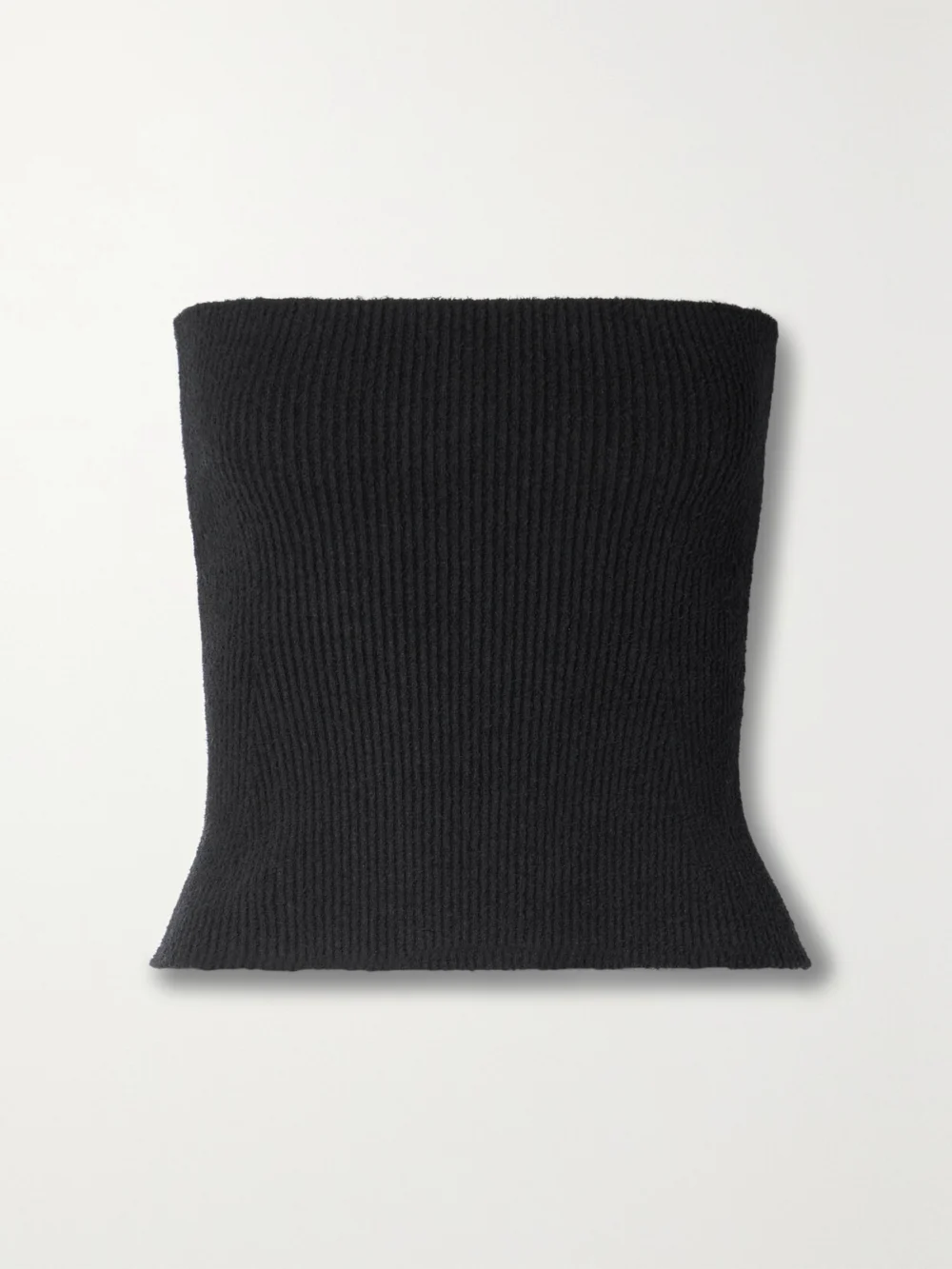 WARDROBE.NYC Strapless Ribbed Cotton-blend Top in black