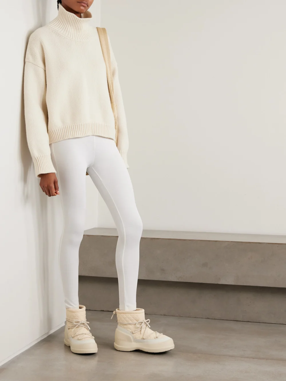 We Norwegians Bibi Printed Merino Wool-blend Piqué Leggings, styled view