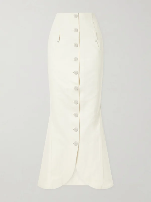 Wiederhoeft Embellished Denim Midi Skirt