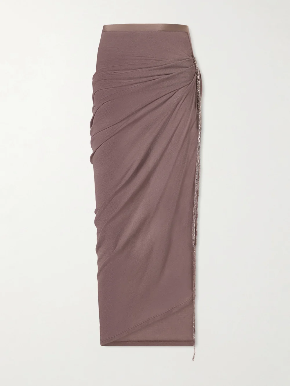 Wiederhoeft Embellished Draped Knitted Midi Skirt in brown