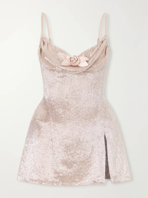 Wiederhoeft Maggi Floral-appliquéd Bead-embellished Mini Dress
