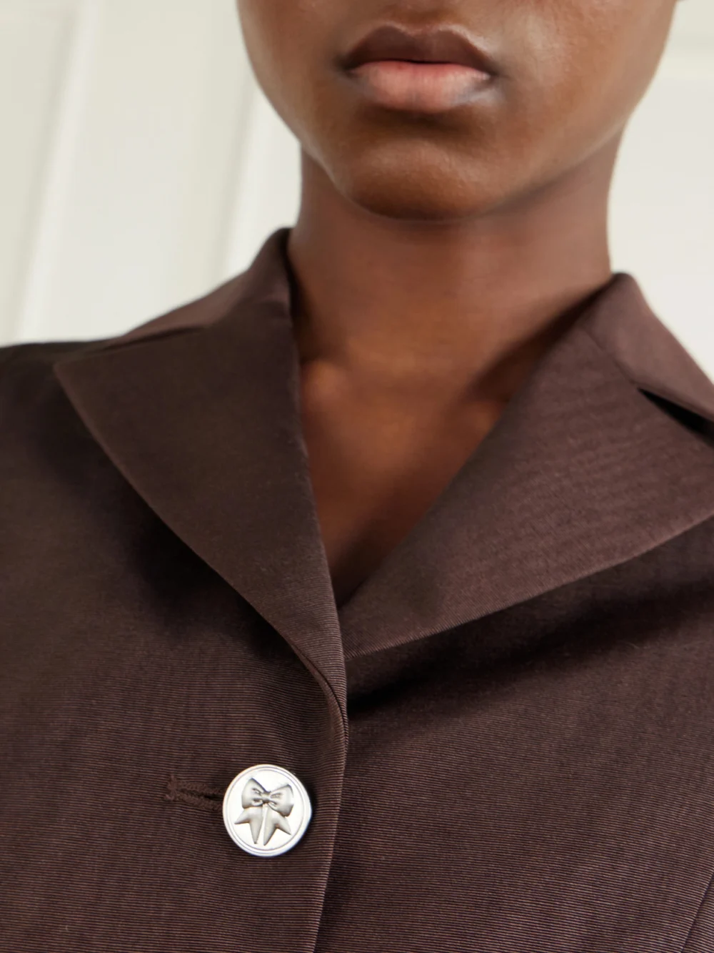Close-up detail of the Wiederhoeft Twill Embellished Blazer