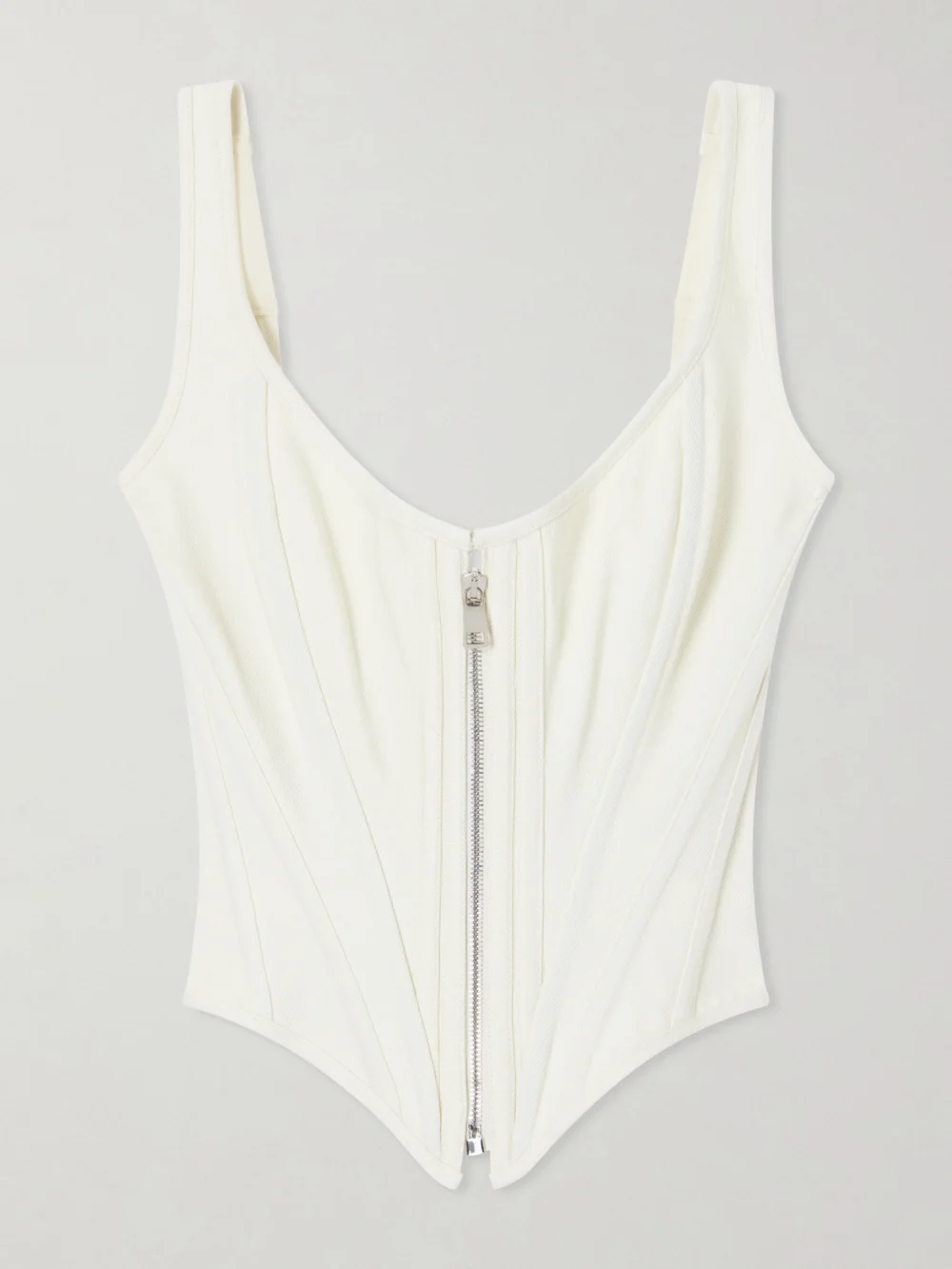 Wiederhoeft Zip Denim Bustier Top in cream