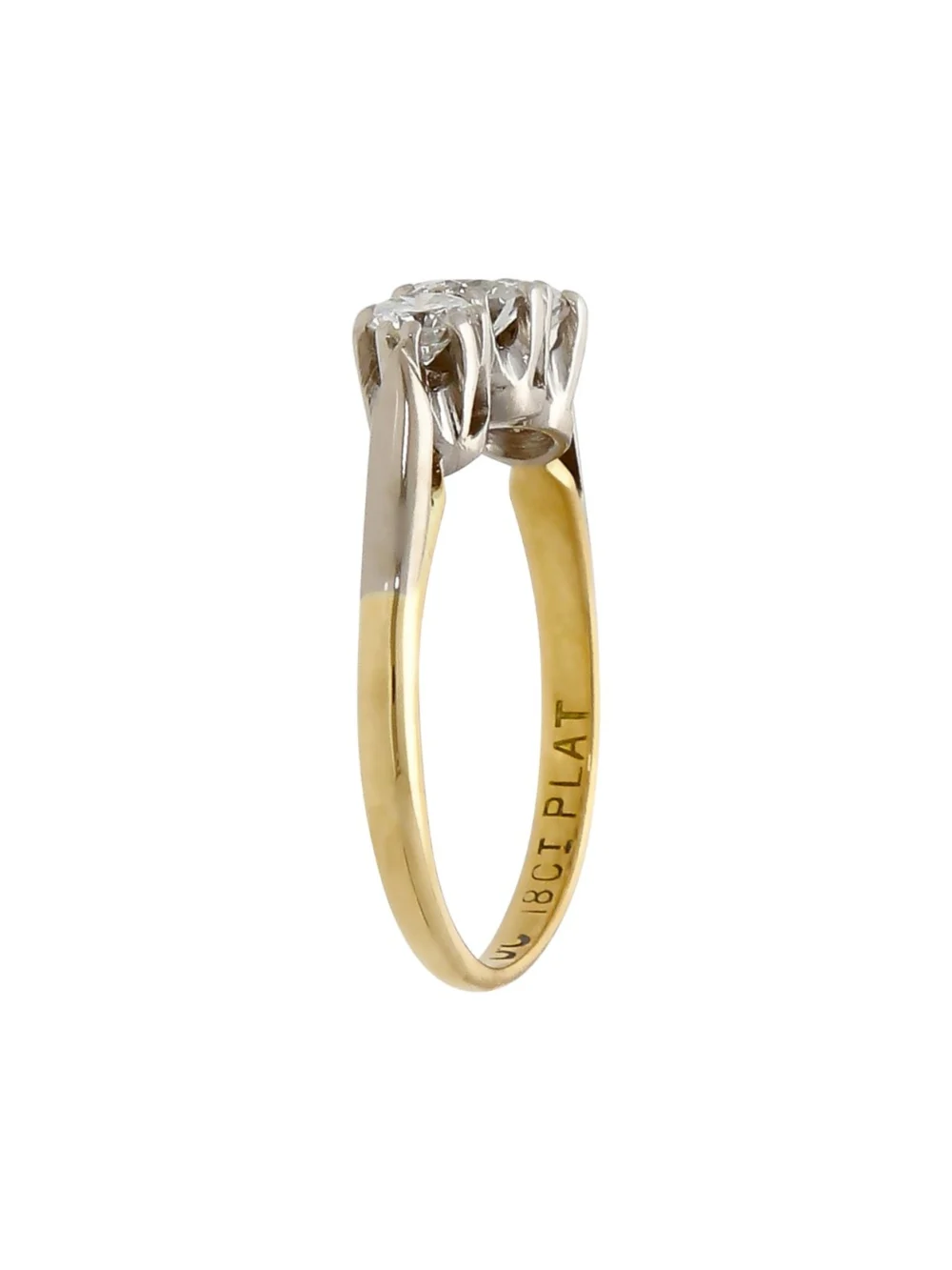William May 14ct Gold 0.50ct Diamond Trilogy Ring, view 2