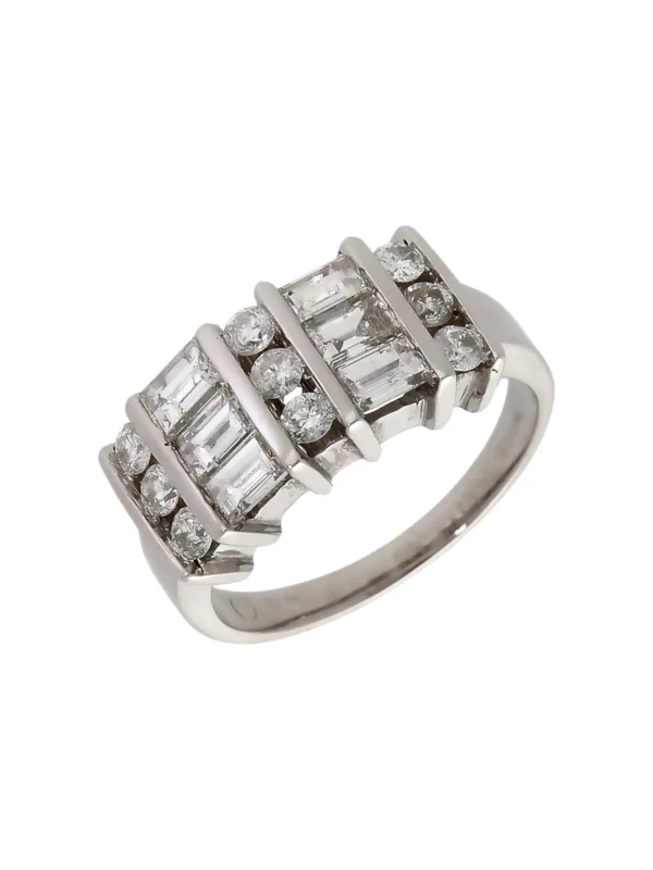 William May 14ct Gold 1.00ct Mixed Cut Diamond Multi Row Ring