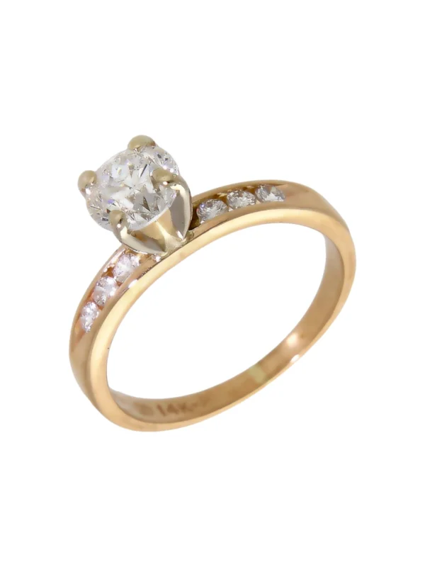 William May 14ct Gold 1.04ct Diamond Solitaire & Shoulders Ring