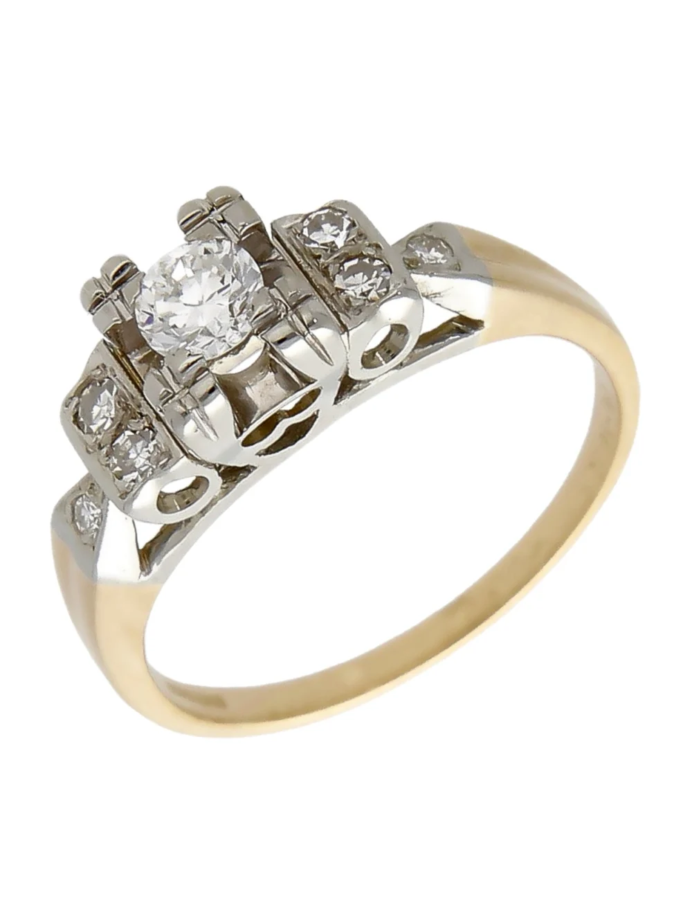 William May 14ct Gold Diamond Fancy Solitaire Ring