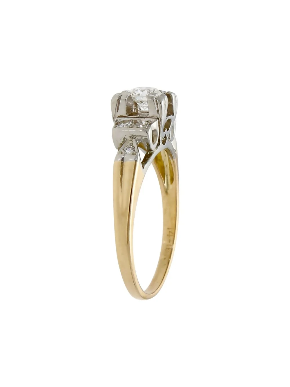 William May 14ct Gold Diamond Fancy Solitaire Ring, view 2