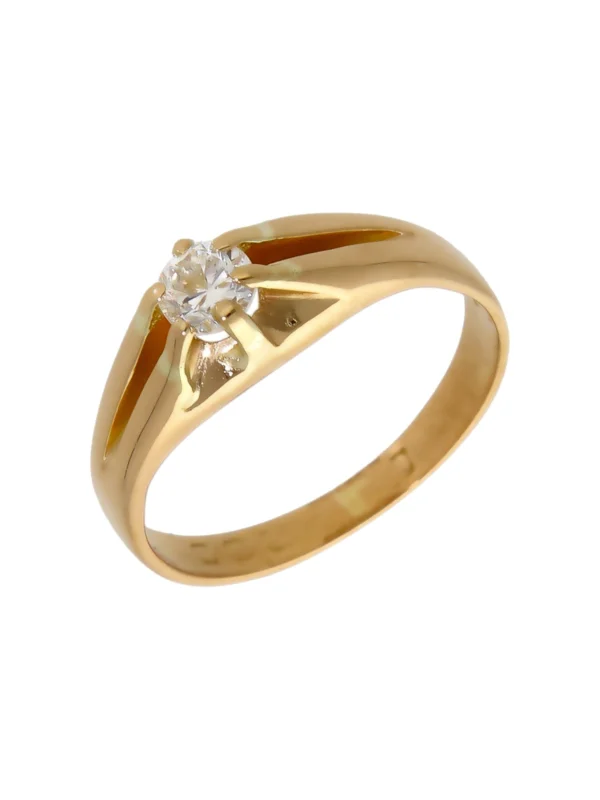 William May 14ct Gold Gents 0.37ct Diamond Solitaire Signet Ring