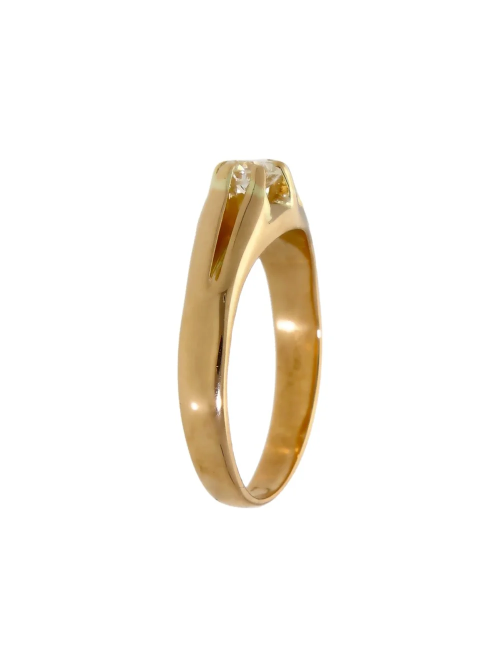 William May 14ct Gold Gents 0.37ct Diamond Solitaire Signet Ring, view 2