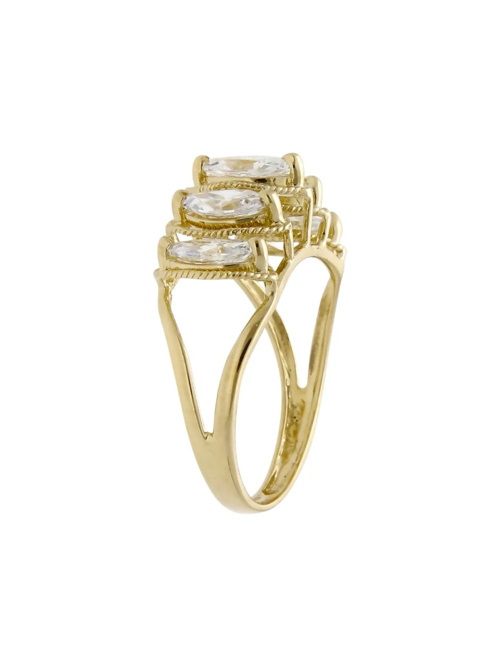 William May 14ct Gold Marquise Cubic Zirconia 5 Stone Dress Ring, view 2
