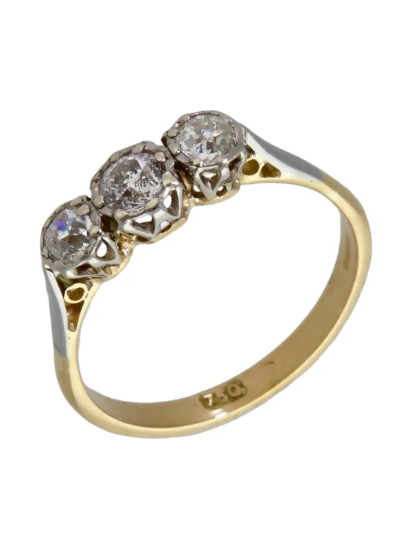 William May 14ct Gold Old Cut Diamond Trilogy Ring