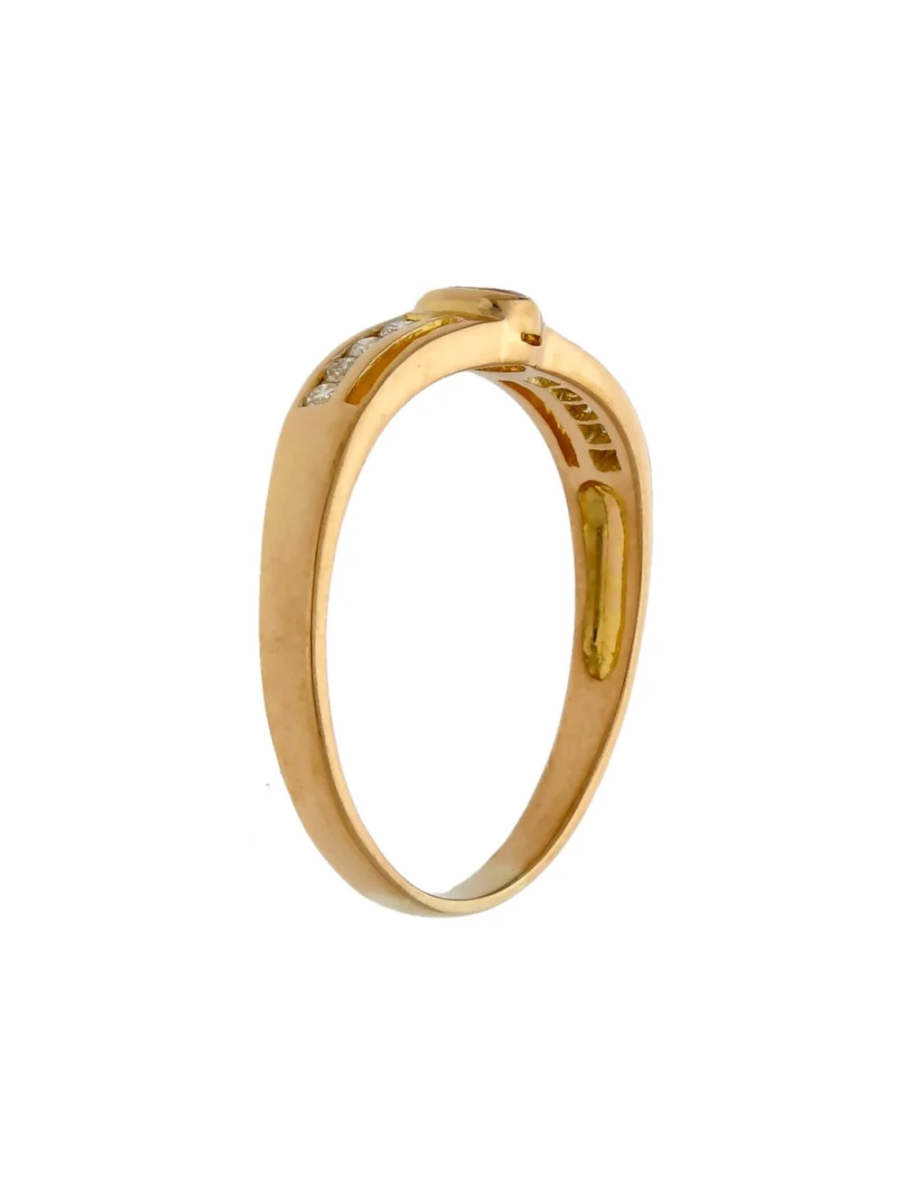 William May 14ct Gold Orange Topaz & Diamond Wave Dress Ring, view 2