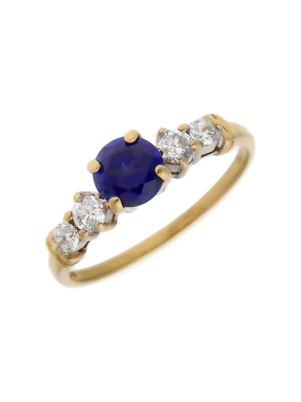 William May 14ct Gold Synthetic Sapphire & Cubic Zirconia Ring