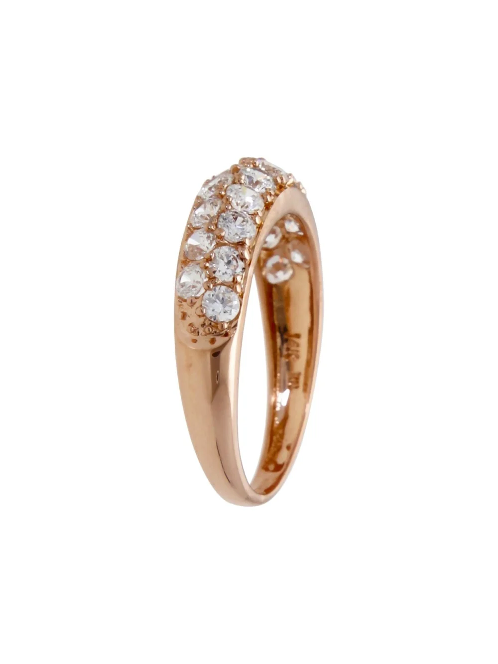 William May 14ct Rose Gold 2 Row Cubic Zirconia Domed Dress Ring, view 2