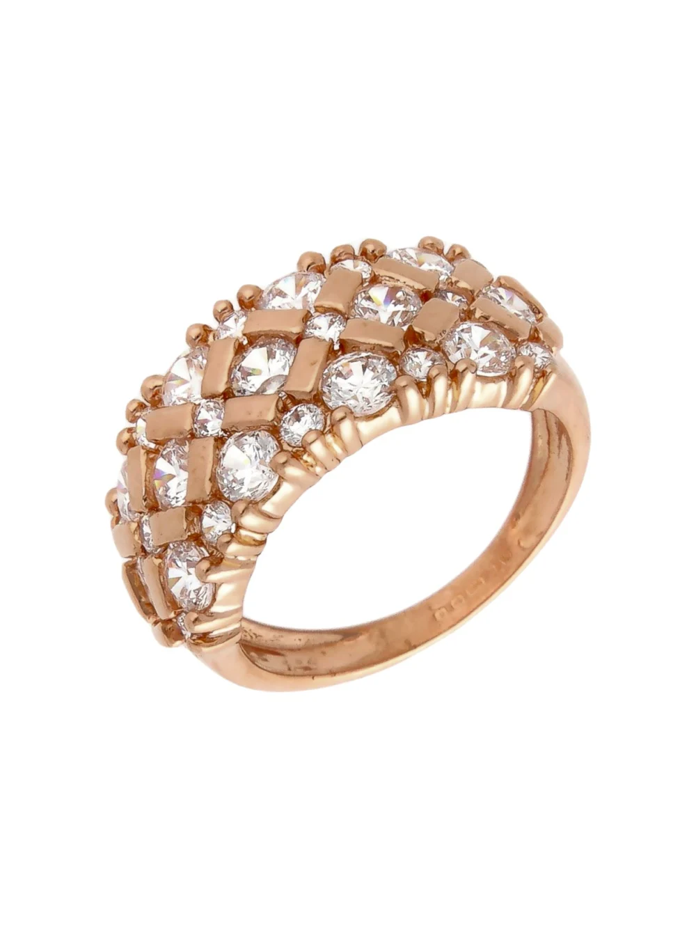 William May 14ct Rose Gold Cubic Zirconia Multi Row Dress Ring