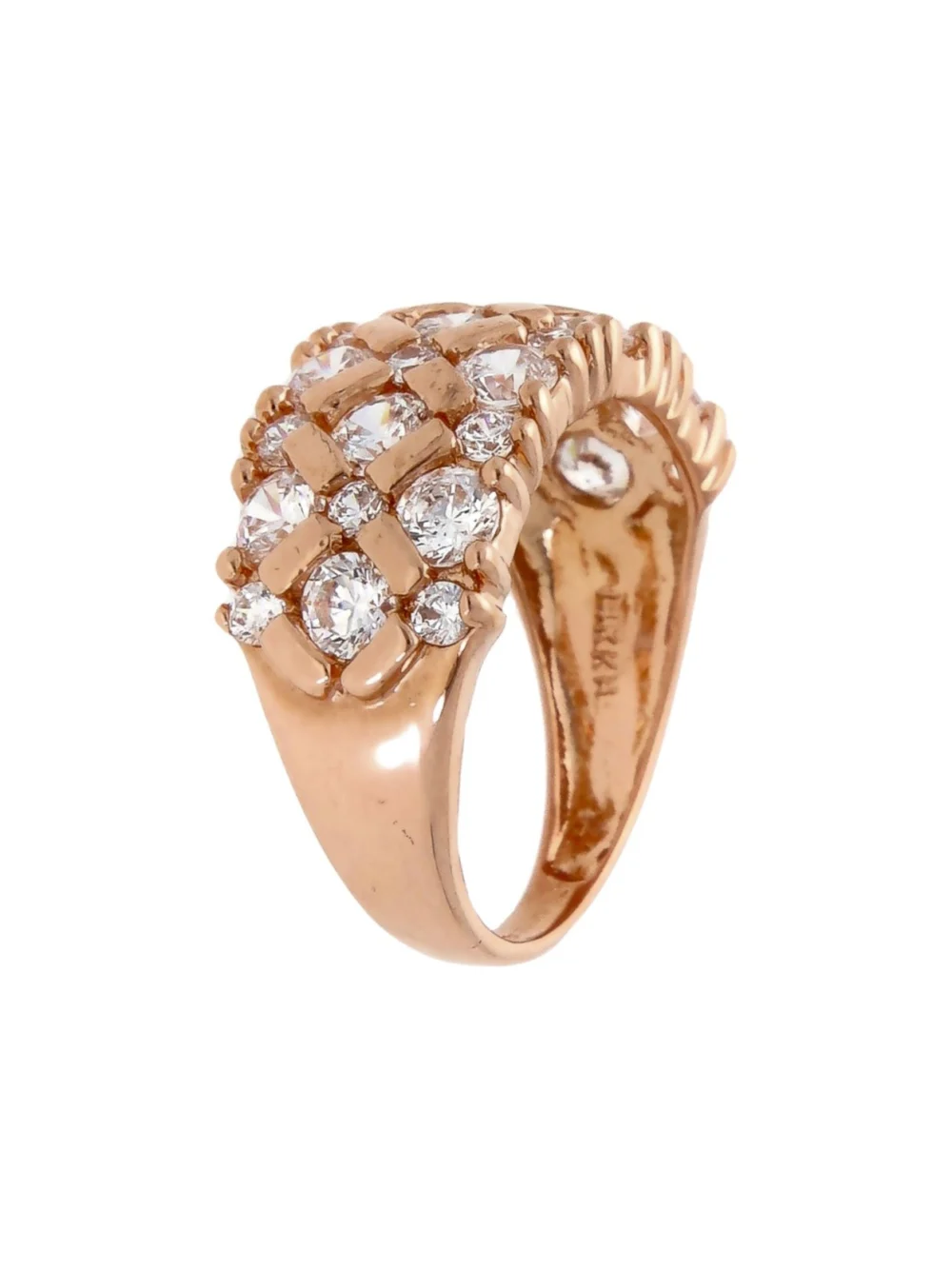 William May 14ct Rose Gold Cubic Zirconia Multi Row Dress Ring, view 2
