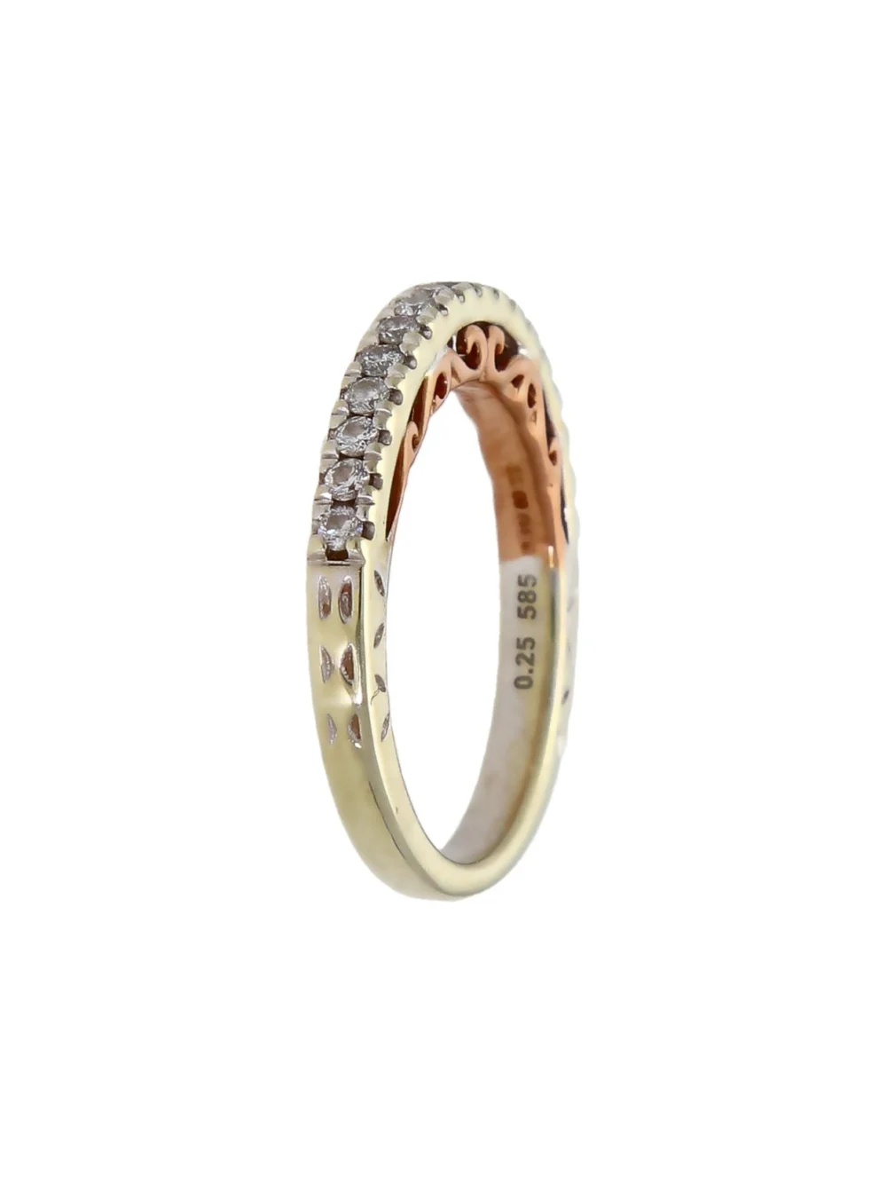 William May 14ct White & Rose Gold Diamond Half Eternity Ring, view 2
