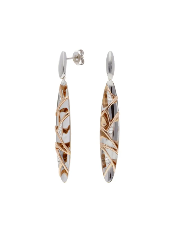 William May 14ct White & Rose Gold Diamond Set Drop Earrings