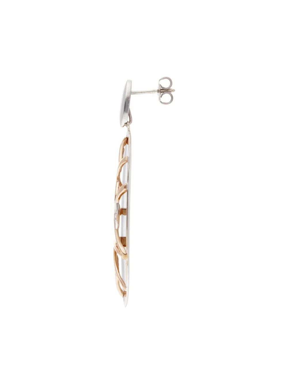 William May 14ct White & Rose Gold Diamond Set Drop Earrings, view 2