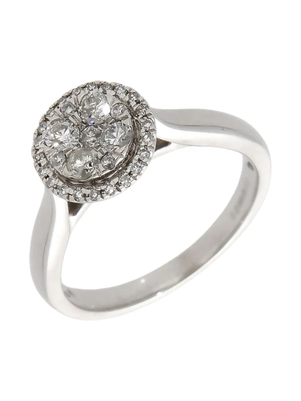 William May 14ct White Gold 0.40ct Diamond Circle Cluster Ring