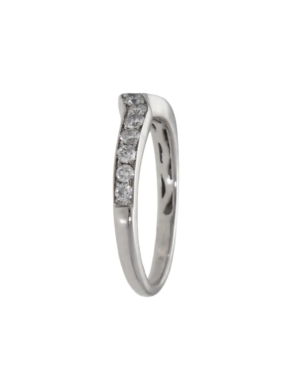 William May 14ct White Gold 0.50ct Diamond Set Wave Wishbone Ring, view 2