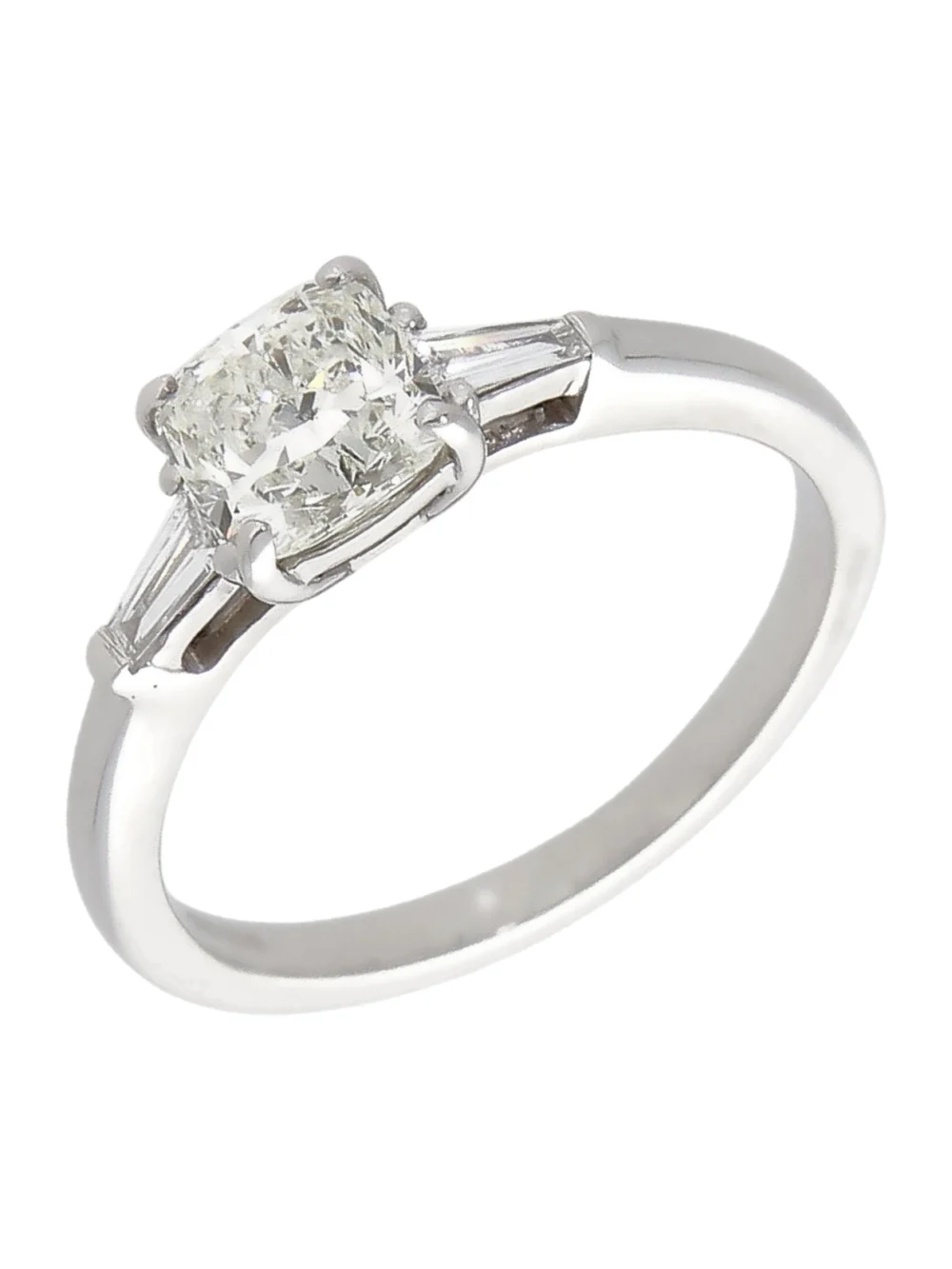 William May 14ct White Gold Cushion Cut Diamond Solitaire Ring