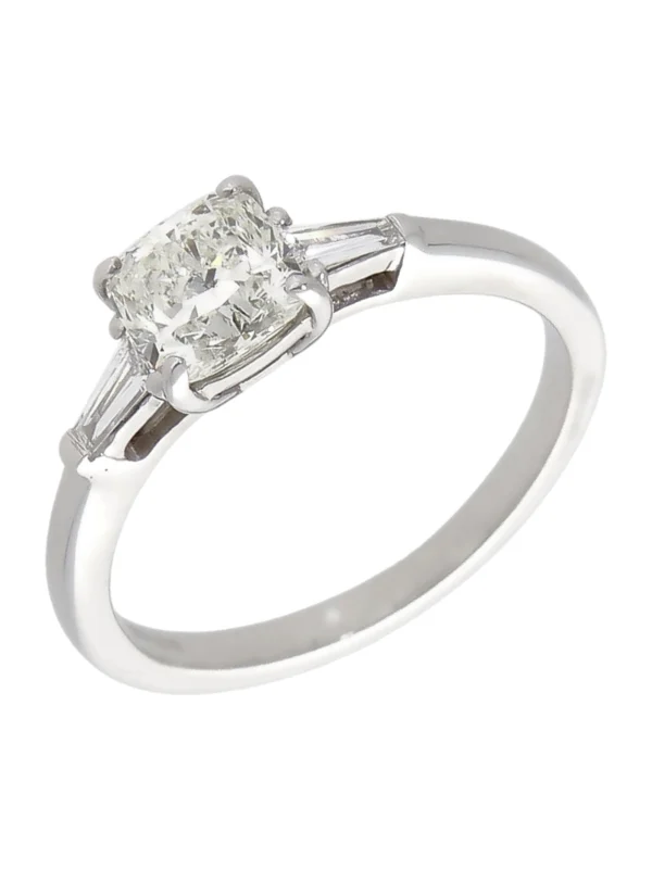 William May 14ct White Gold Cushion Cut Diamond Solitaire Ring