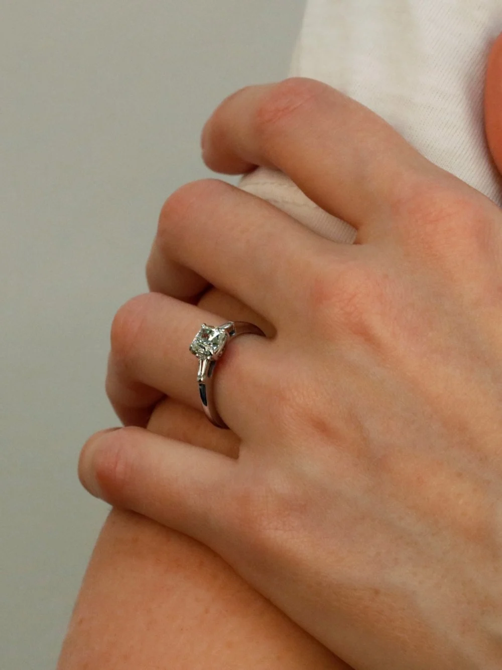William May 14ct White Gold Cushion Cut Diamond Solitaire Ring, view 2