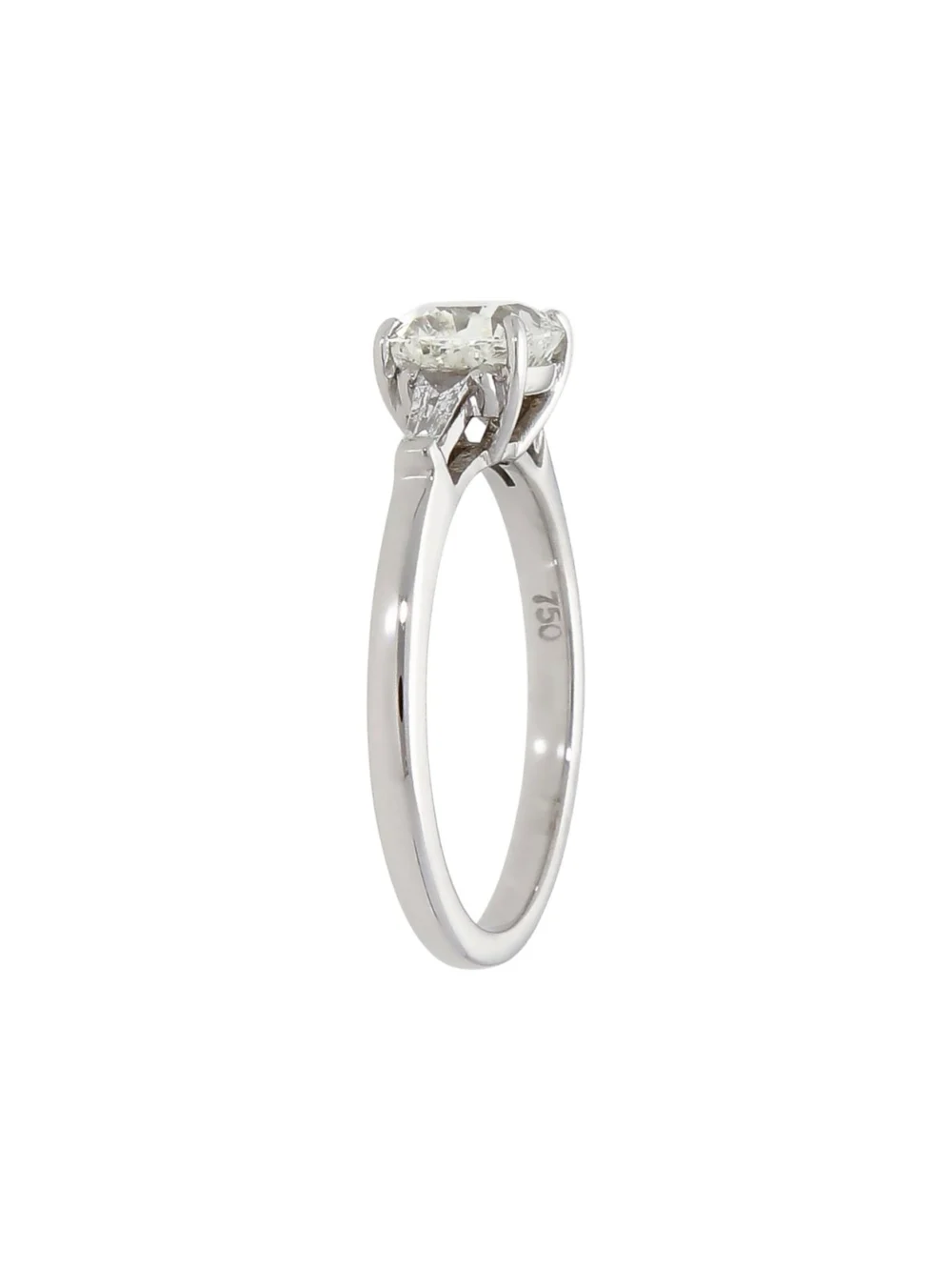 William May 14ct White Gold Cushion Cut Diamond Solitaire Ring, view 3