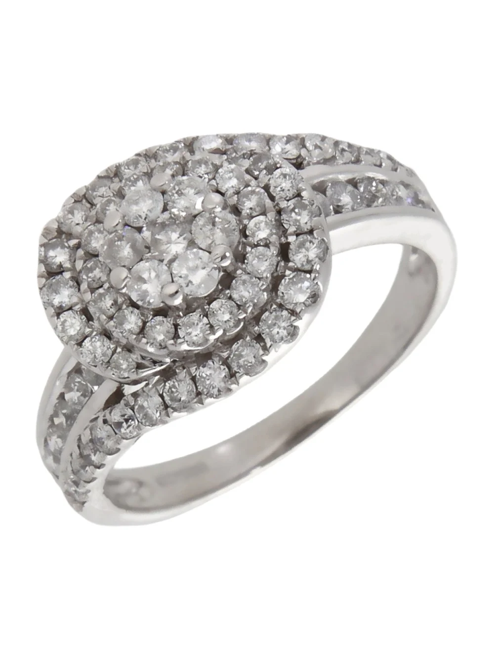 William May 14ct White Gold Diamond Cluster Twist Ring