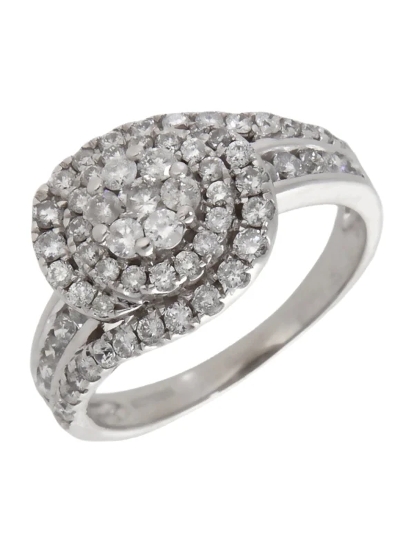 William May 14ct White Gold Diamond Cluster Twist Ring