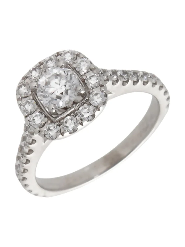 William May 14ct White Gold Diamond Halo Cluster Ring