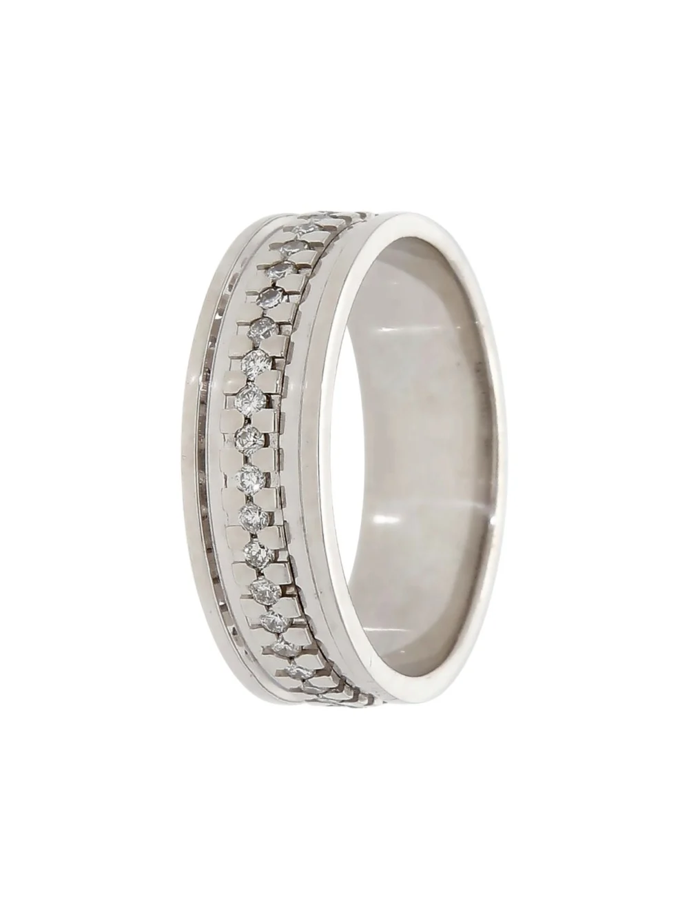 William May 14ct White Gold Diamond Set 9mm Wide Band Ring, view 2