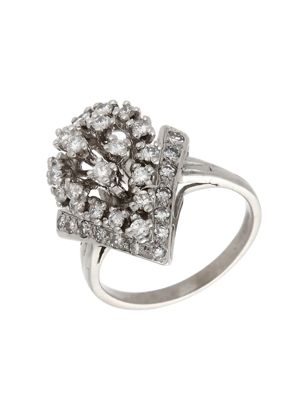 William May 14ct White Gold Diamond Teardrop Cluster Ring