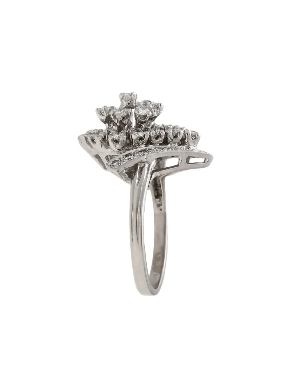 William May 14ct White Gold Diamond Teardrop Cluster Ring, view 2