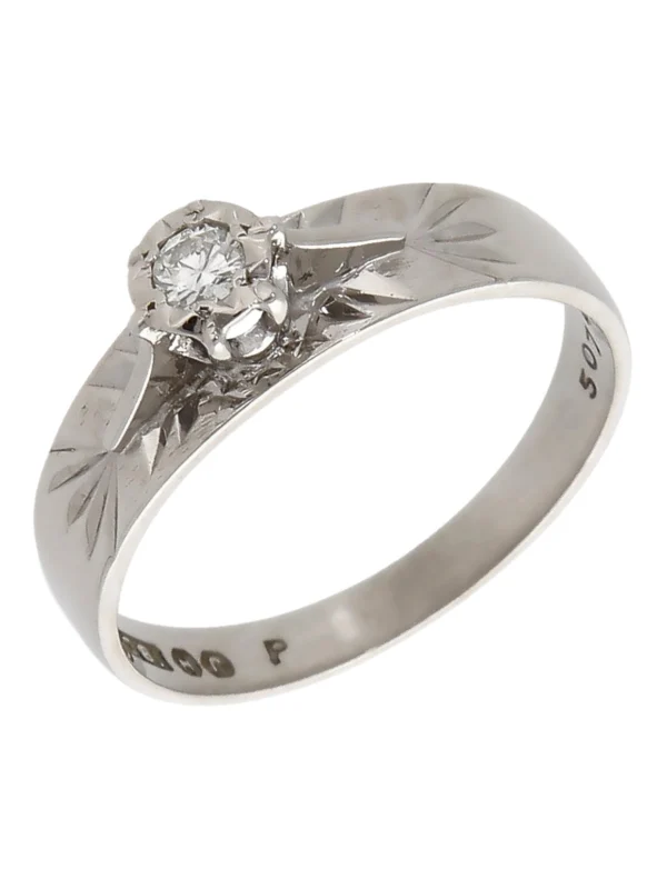 William May 14ct White Gold Illusion Set Diamond Solitaire Ring