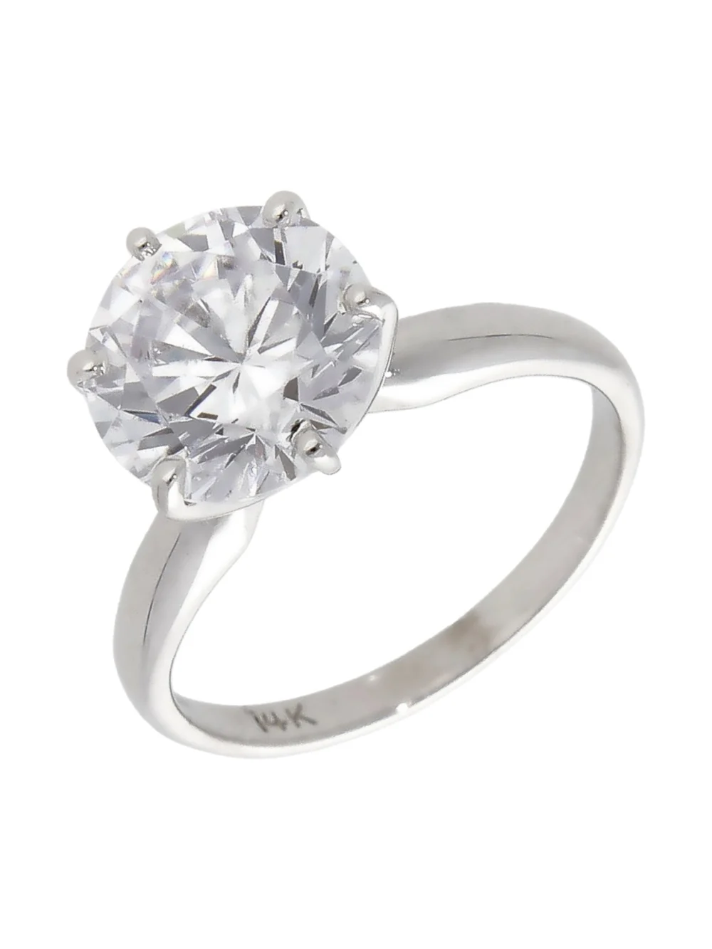 William May 14ct White Gold Large Cubic Zirconia Solitaire Ring