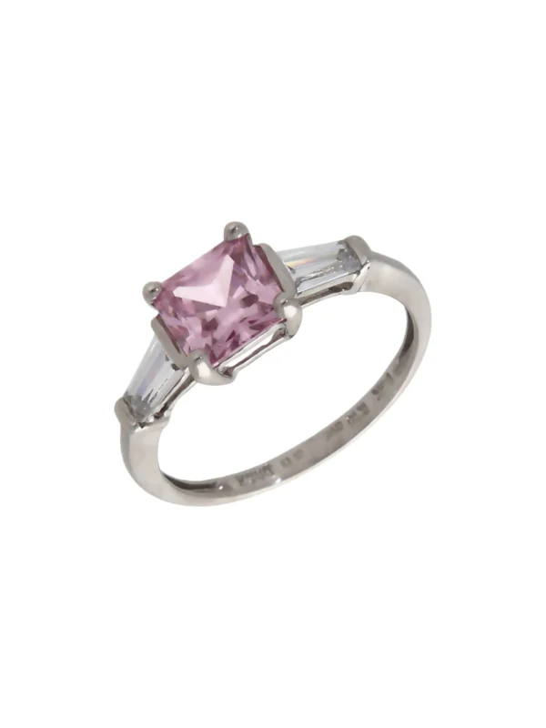 William May 14ct White Gold Pink & White Cubic Zirconia Dress Ring