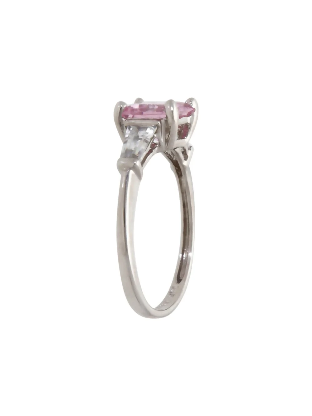 William May 14ct White Gold Pink & White Cubic Zirconia Dress Ring, view 2